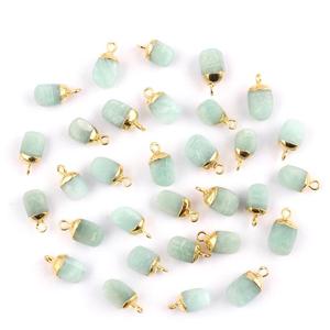 ตัวเชื่อมชุบทอง Amazonite,ตัวเชื่อมต่อแบบ DIY เคลือบหิน8-12มม. สีเขียวธรรมชาติ - Product Image 2