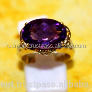 Bague de fiançailles en améthyste, plaqué or 14 carats, argent 925, pierre précieuse naturelle, bague de mariage pour femmes - Product Image 2