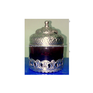 Jarra de metal plateado y vidrio para dulces - Product Image 1