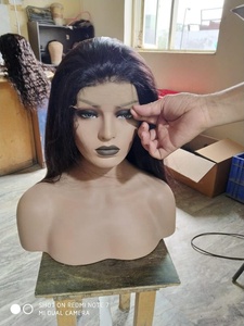 4x4 Lace <b>Frontal</b> <b>Wig</b> with Black Indian Raw Human Remy Hair Extension 16" Premium Quality Raw Wavy Texture - Product Image 2