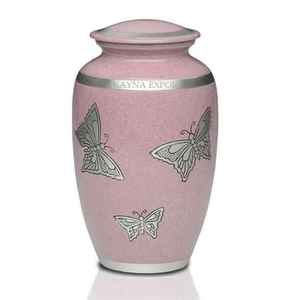 Nouvelle urne funéraire américaine en aluminium de 200 pouces cubes pour adulte, style ailes d'ange, gravée, finition émail blanc, biodégradable pour l'enterrement des proches - Product Image 4