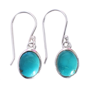New Arrival 2024 Natural Arizona Turquoise Gemstone Pure <b>Solid</b> 925 Sterling <b>Silver</b> Oval Hook <b>Earrings</b> Fine Jewelry for Women - Product Image 1