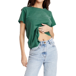 Camisetas de Verano de Manga Corta para Mujer, Cuello en V, Color Sólido, Tejido de Punto, Algodón, Estilo Casual, Marca Baisheng OEM - Product Image 6