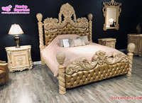 Ensemble de lit en velours de style italien de qualité supérieure, taille Queen, en teck durable, avec un design élégant et une couleur personnalisable