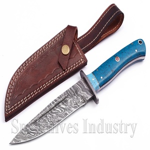 Couteau de chasse de damas, fait à la main, avec espaceur de pierre turquoise et manche de feuille de résine (Smk1349), nouveau - Product Image 2