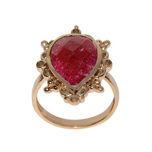 Joyería fina chapada en oro plata esterlina 925 corindón rojo CZ anillo de piedras preciosas múltiples para mujeres joyería girt - Product Image 1