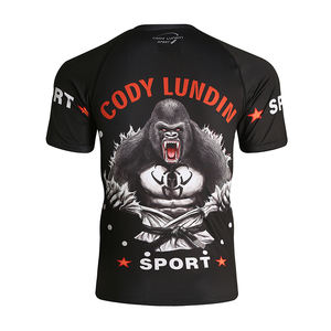 Rashguard d'entraînement à manches longues pour hommes, chemise de fitness à compression à sec et à froid en tissu de nylon pour l'entraînement MMA - Product Image 5