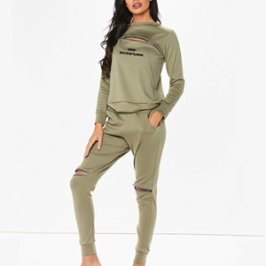 Conjunto Deportivo Casual Transpirable para Mujer, Sudadera de Invierno con Logotipo Personalizado y Diseño Sólido - Product Image 1