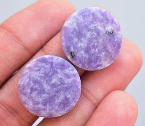 Natural Purple Lepidolite Pair Gemstone Cabochon Wholesale Lepidolite Gemstone Pair For Earrings Lot loose ston - Product Image 4