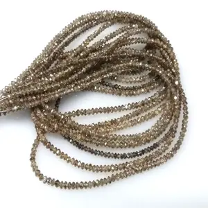 Manik-manik Rondelle Bersegi Berlian Coklat Alami dengan Harga Grosir Pembuatan Perhiasan