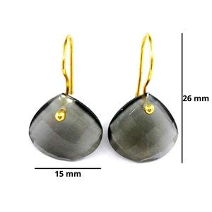 Pendientes de plata de ley 925 con piedra lunar, joyería de moda con chapado en oro precioso, color gris único y ajustable - Product Image 1