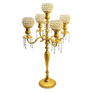 Candelabro de metal con cristales para decoración de bodas, acabado en negro, candelabro alto hecho a mano con pilar de cristal para velas de té. - Product Image 6