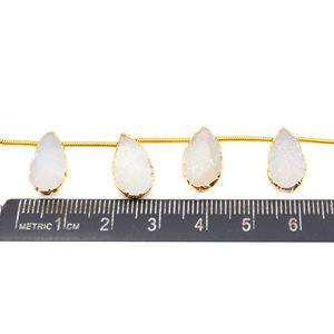 Druse blanche plaquée or, 10 perles en forme de poire, 12 à 14 MM, 1 pièce - Product Image 4