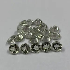 Meilleure vente d'améthyste verte naturelle de 7mm/Prasiolite à facettes rondes pierres précieuses calibrées en vrac du fournisseur en gros