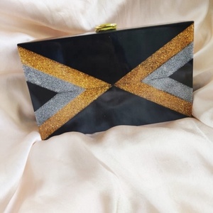 Sac à main en résine noir pour femme, meilleure vente 2023, pochette en résine faite à la main - Product Image 4