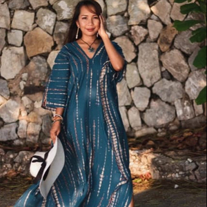 Vestido de playa bohemio de verano para mujer, caftán Sexy, largo hasta el suelo, tejido, patrón sólido, transpirable, ecológico - Product Image 1