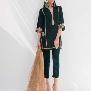 -NEW---DAZZLING--KURTA élégant pantalon décent broderie travail... pour la fête/quotidien BASE = 2021 - Product Image 1