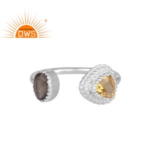 ลาบราดอไรต์ธรรมชาติและซิทรินพลอยแหวนเครื่องประดับผู้ค้าส่งปรับ925เงินสเตอร์ลิงแหวนเครื่องประดับเปิดผู้จัดจำหน่าย - Product Image 1