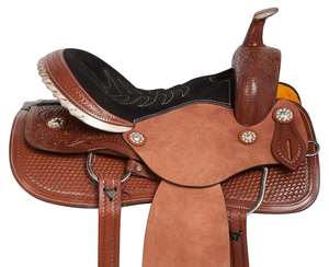 Ensemble de selle anglaise durable de qualité supérieure pour baril de course Western Horse Tack différentes couleurs dans les tailles 14 \ "-18 \" en cuir véritable - Product Image 4