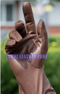 Gants courts en cuir de haute qualité avec manchette en dentelle de conception de feuille de Lotus confortable pour les fêtes en plein air Style uni de voyage décontracté - Product Image 2