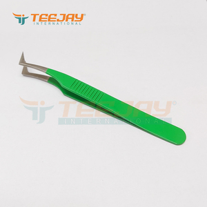 Pincettes professionnelles pour extensions de cils, 12cm, 1 pièce, pince à épiler, qualité professionnelle, avec revêtement de poudre verte, en acier allemand - Product Image 3
