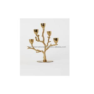 5-Arm Gold Powder Coated Aluminium Metal <b>Candelabra</b> for Home Decoration for Easter & Wedding - Product Image 4
