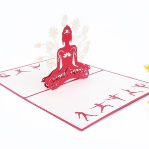 Impresión 3D de alta calidad Yoga Red Kirigami Card Vietnamita hecho a mano Pop Up Card precio razonable artesanía - Product Image 1