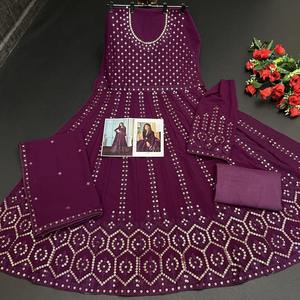 Heavy Fox-vestido de trabajo con cadena y puntada, ropa con fondo de santoon y dupatta, con precio al por mayor, Georgette - Product Image 6