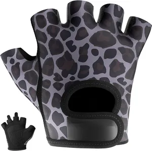 Black panther print weight lifting gloves for women and men high quality double palm leather material gloves on wholesale price