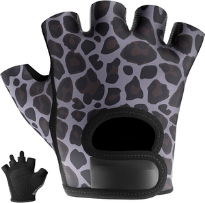 Guantes de levantamiento de pesas de cuero de doble Palma con estampado de pantera negra de alta calidad para mujeres y hombres para gimnasio y deportes-Precio al por mayor - Product Image 1