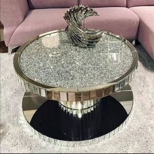 <span class=keywords><strong>Table</strong></span> <span class=keywords><strong>basse</strong></span> miroir de luxe au design moderne <span class=keywords><strong>2023</strong></span>, plateau en verre écrasé, diamant abordable pour salon - Product Image 2