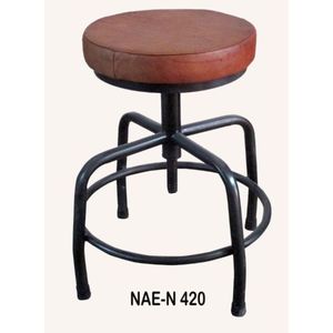 Tabouret de bar industriel vintage commercial en fer, hauteur réglable, siège en cuir véritable, pivotant à 360 degrés, mobilier de bar moderne - Product Image 1