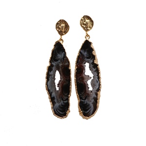Wholesale Brazilian Slice Agate Gemstone Fancy Shape Agate Slice <b>Earring</b> Jewelry Stud Style <b>Earrings</b> for Women - Product Image 1