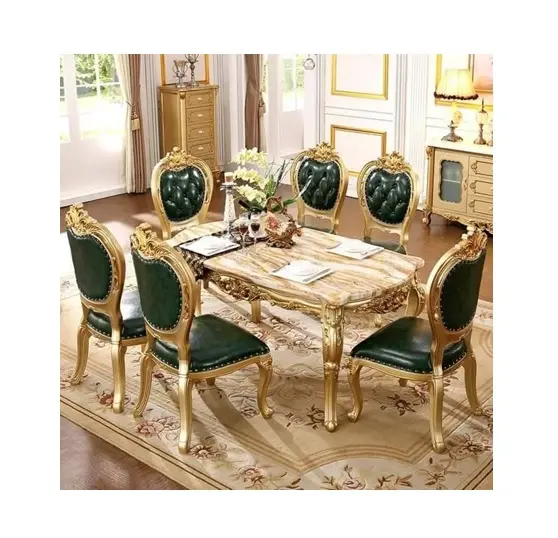 Conjunto de sala de jantar, alta qualidade, mesa de jantar e cadeiras, clássico, madeira, mesa de jantar