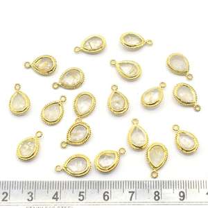 ควอทซ์รุทิลาสีทองรูปลูกแพร์925ฝาชุบทองจี้ทำมือทำเครื่องประดับ - Product Image 4