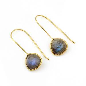 925 Sterling Silver <b>Fine</b> <b>Hoop</b> <b>Earrings</b> Natural Labradorite Gemstone Blue Fire Trillion Shape 10mm Trendy Wholesale Women's Gift - Product Image 1