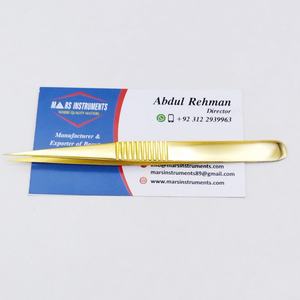Pinzas profesionales para pestañas de acero inoxidable chapadas en oro, etiqueta privada personalizable para extensiones sostenibles, fibra puntiaguda - Product Image 2
