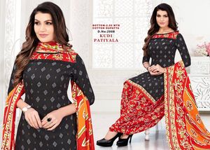 ชุด Patiyala ทำจากผ้าฝ้ายพิมพ์ลายสวยงาม,ชุดสูท Dupatta ยาวและคอตตอนพิมพ์ลายดอกไม้ออกแบบ3ชิ้นสนามหญ้า Salwar Kameez Wome - Product Image 3