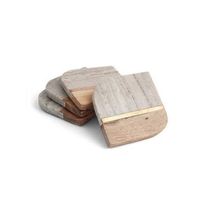 Latest Design Wood And Marble <b>Coaster</b> Set Premium Quality Set of 4 <b>Glass</b> Cup <b>Coaster</b> For Wholesale Supplier - Product Image 1