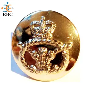 Gold Krone mit Seil Ring Golden Messing Silber Knopf für Jacke Tunika Blazer Mantel Kleid Uniform Shanks & Snaps Hand gefertigt