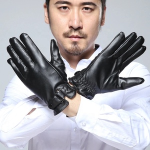 Guantes de Cuero Auténtico para Conducir al Aire Libre, Unisex, de Diseño Retro, Negros, con Pantalla Táctil, Cálidos para Invierno, Autocalentables - Product Image 6
