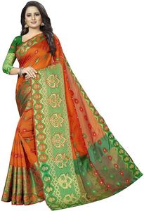 Vêtement ethnique Femmes porter en soie banarasi parti usure mariage saree avec chemisier - Product Image 2