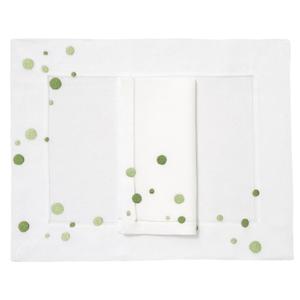 Embroidery Green <b>Dot</b> Placemat&Napkin Set for Home Restaurant 100% Cotton Hemstitched Placemat&Napkin Set - Product Image 1