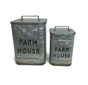 Pot de stockage de nourriture en fer galvanisé pour chien avec cuillère récipient de nourriture pour animaux de compagnie avec poignée en bois 8L boîte de nourriture en métal pour animaux de compagnie - Product Image 6