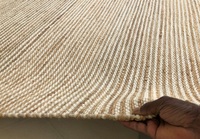Eleganter Naturfarbener Handgewebter Woll-Hanf-Teppich Moderner Rutschfester Strukturierter Flachgewebter Gestreifter Design-Durries-Teppich