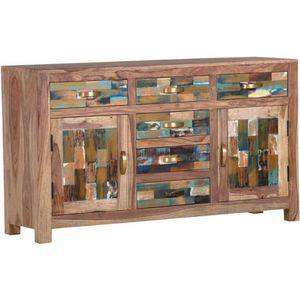 Modern Industrial Vintage Indian Solid Mango Wood Storage Cabinet 2 Doors 3 Drawers Apartment Farmhouse Living Room Eco-Friendly - Product Image 1