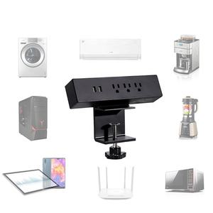 Protector Suger de aleación de aluminio negro, abrazadera de borde de escritorio empotrada, toma de corriente montada con toma de corriente 3AC US, 2 puertos de carga Usb - Product Image 4