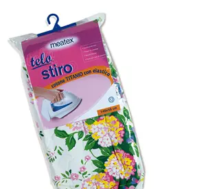 IRONING BOARD COVER 100% cotton TITANIUM TREATMENT SOFT PADDING CM.140X50 WITH REINFORCED ELASTIC, sunflowers drawing