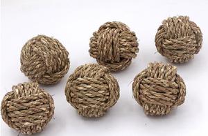 Corde de chanvre jouets pour animaux de compagnie boules tissées à mâcher naturelles attachées à la main décor à la maison non toxique sain pour les animaux de compagnie - Product Image 2