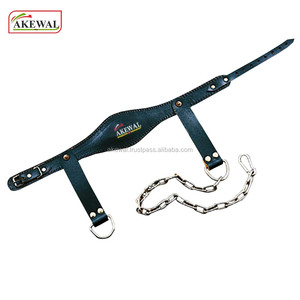 Sangle de ceinture en cuir véritable noir, entièrement réglable, robuste, avec chaîne métallique à deux anneaux en D, personnalisable - Product Image 2
